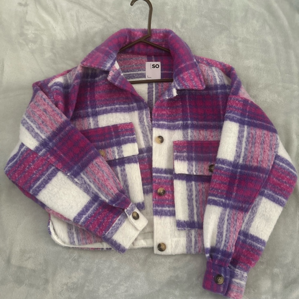 COPY - Pink purple plaid peacoat